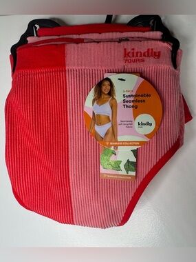 Kindly Yours seamless colorblock solid Colorblock Ribbed Thongs 3-pack stretch